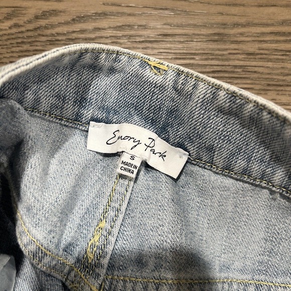 Emory Park Pants Women Size Small Blue Jean Wide Leg Raw Hem 26 Inch Waist‎ - Picture 7 of 13